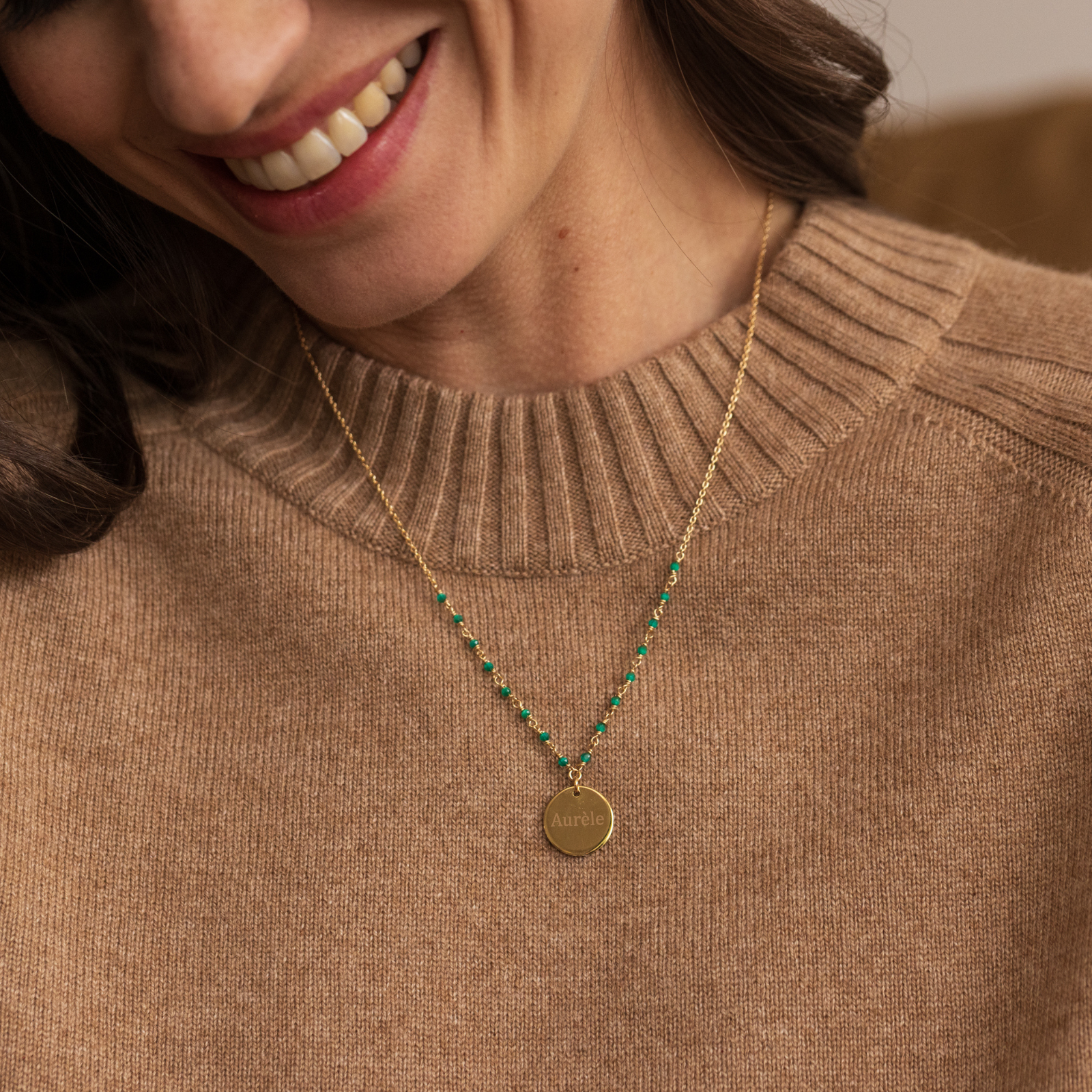 Halskette Capucine – Grün – Personalisierbar