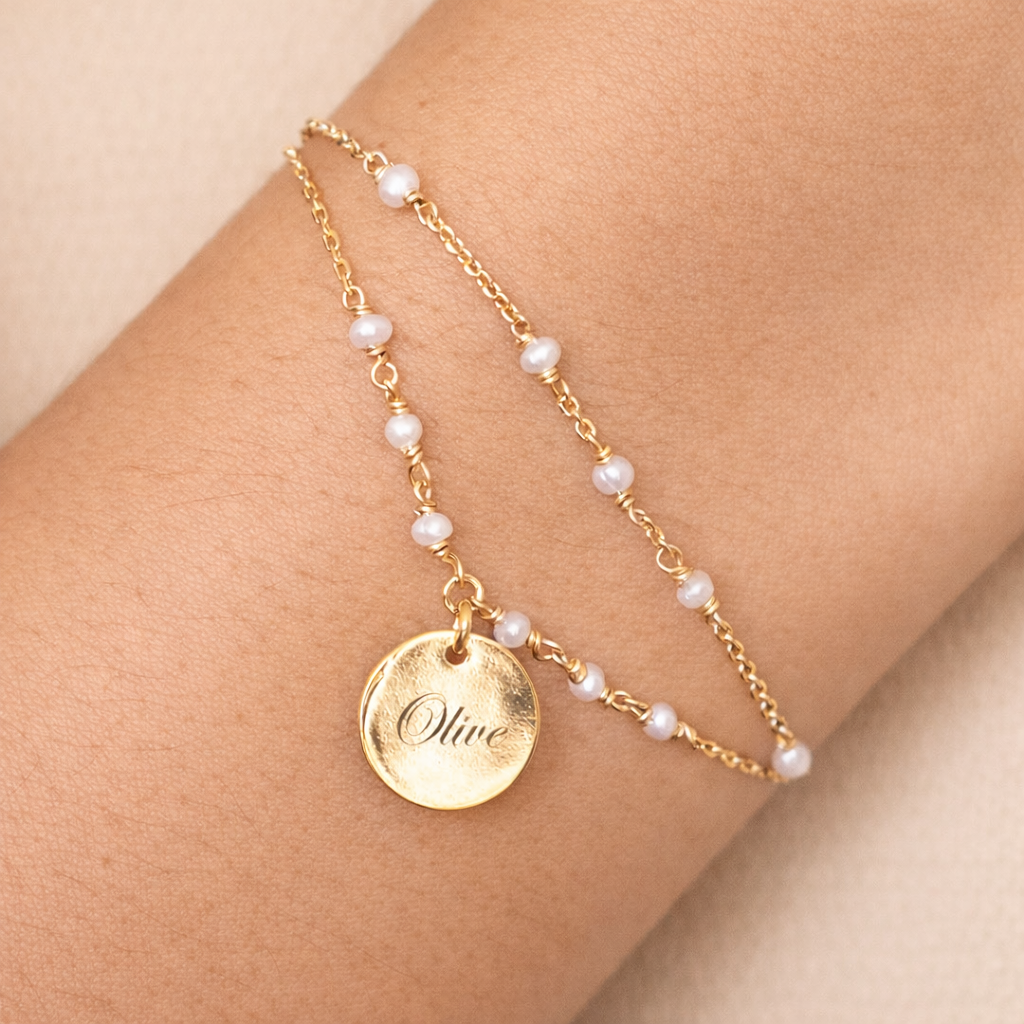 Bracelet Capucine - Martelé - Blanc - Personnalisable