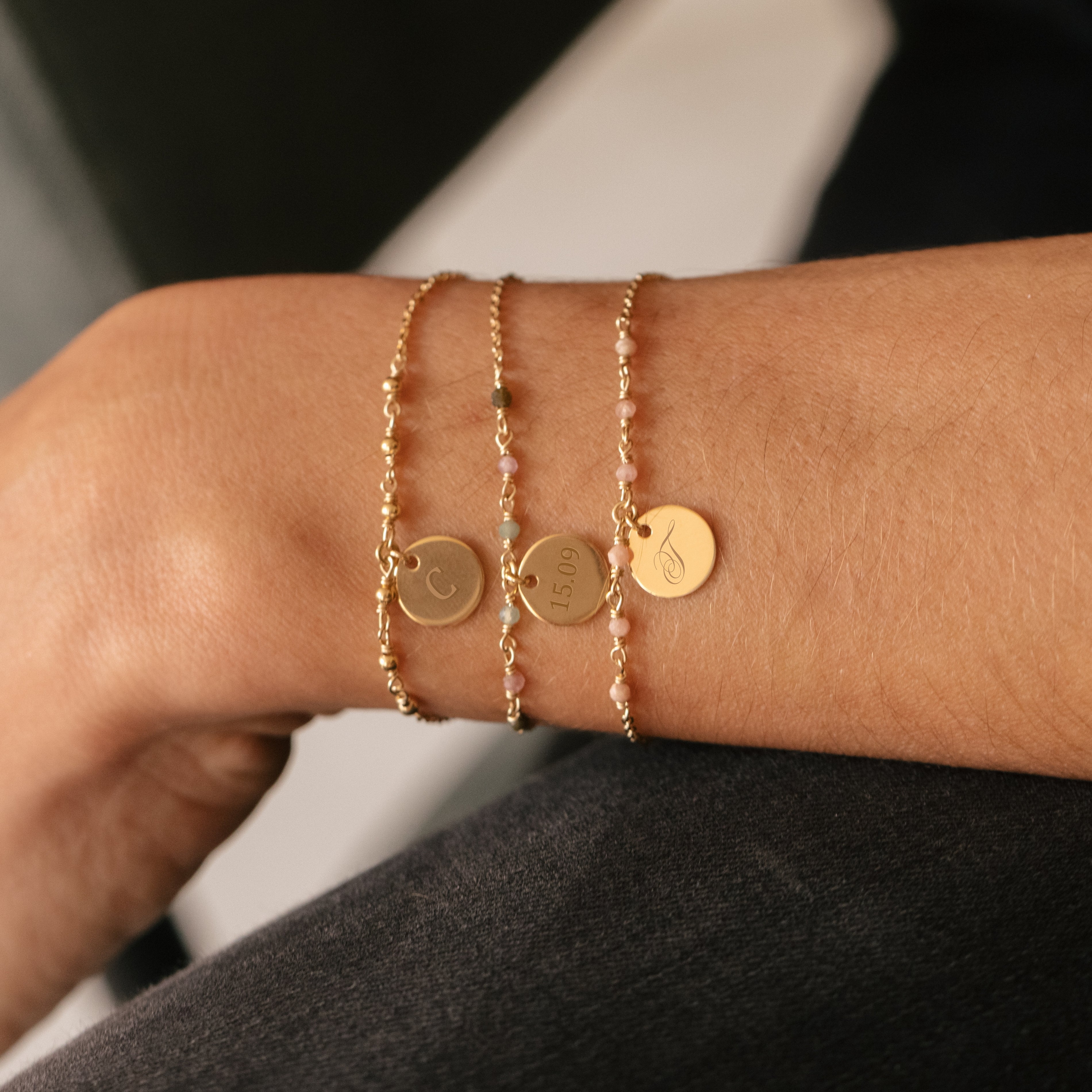 Capucine-armband - Oudroze - Personaliseerbaar